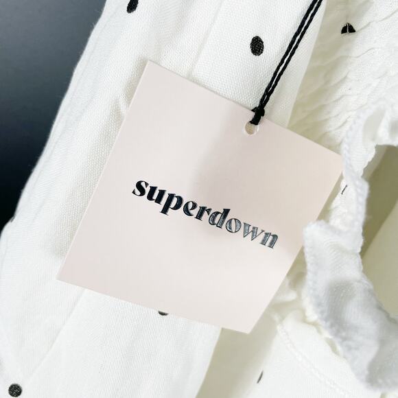 Superdown Emilia Mini Dress White Polka Dot Halter Backless Sz XL Women's‎ - Picture 11 of 14